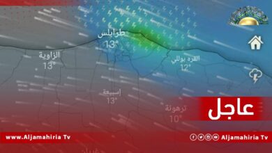توقعات بسقوط أمطار آخر الليلة وصباح الغد مع عواصف رعدية على ساحل طرابلس حتى ساحل مصراته