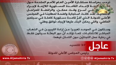 عاجل| المشري يصف مبادرة وليامز بأنها رافضة للمراحل الانتقالية ويشير للقاعدة الدستورية التي أعدها مجلس الدولة منذ سبتمبر الماضي