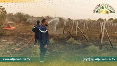 السيطرة على حريق بمزرعة قرب محطة جنوب طرابلس الغازية