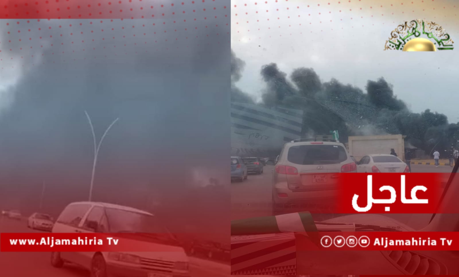 اندلاع النيران وتصاعد ألسنة اللهب في طريق الشط بالعاصمة طرابلس