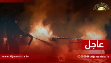 مصادر: انتشار أمني مكثف وسط العاصمة طرابلس إثر اندلاع حريق بمبنى شركة التكافل للتأمين في طريق قرجي أمام السفارة العراقية