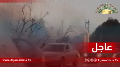 نشوب حريق ضخم بإحدى الغابات في بنغازي طريق طرابلس قرب معسكر 106