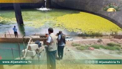 على هذه الهيئة بدت صهاريج آبار المياه المغذية لـ "الزنتان" 