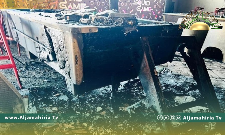 حرق صالة ألعاب ترفيهية ومقهى في اجدابيا بعد أقل من شهر على افتتاحه