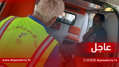 عاجل / جهاز الإسعاف والطوارئ: عدد الحالات الناجمة عن الحريق بمنطقة شرفة الملاحة 3 حالات 2 اختناق وتم تزويدهم بالأكسجين وإصابة تم التوجه بها لمستشفى معيتيقة