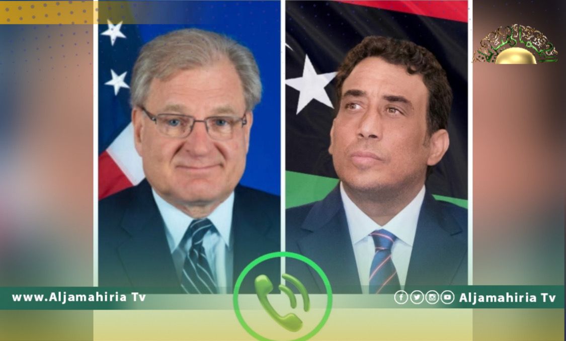 المنفي يناقش مع السفير الأمريكي الجهود المحلية والدولية لحل الأزمة السياسية في ليبيا