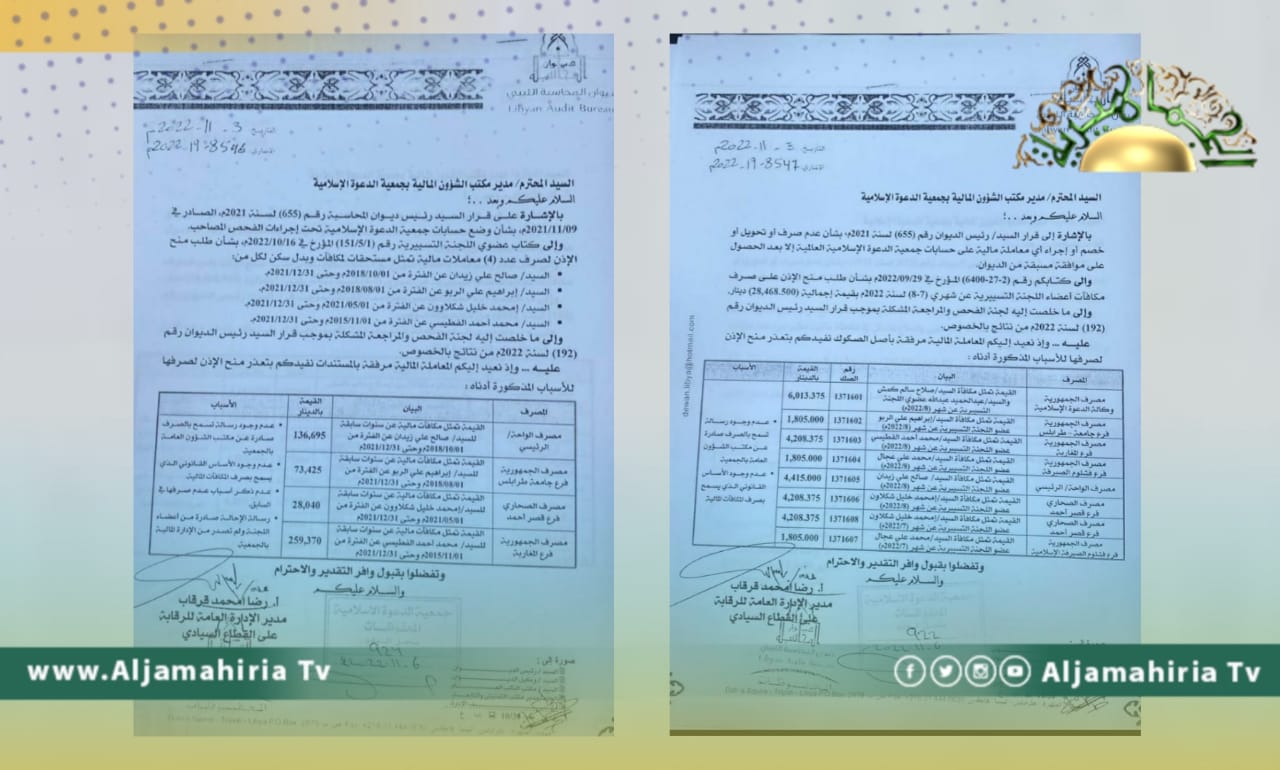 ديوان المحاسبة يرجع معاملات مالية طلبتها جمعية الدعوة الإسلامية لوجود تجاوزات فيها