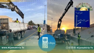 نشطاء يستنكرون قيام البرنامج الإنمائي و13 شريك أجنبي بالتصدق بطلاء دائري طرابلس في ليبيا الغنية