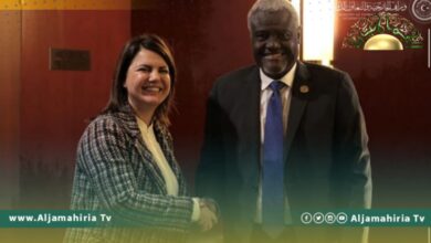 فكي خلال لقاء المنقوش: ليبيا قدمت الكثير للاتحاد الإفريقي تاريخيا ونرحب بعودتها