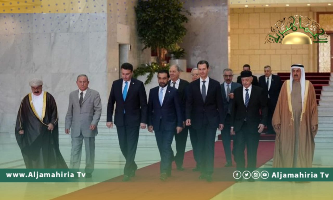 منهم عقيلة صالح.. الرئيس بشار الأسد يستقبل رؤساء البرلمانات العربية القادمين من بغداد