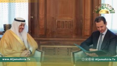 الرئيس السوري مع المبعوث السعودي