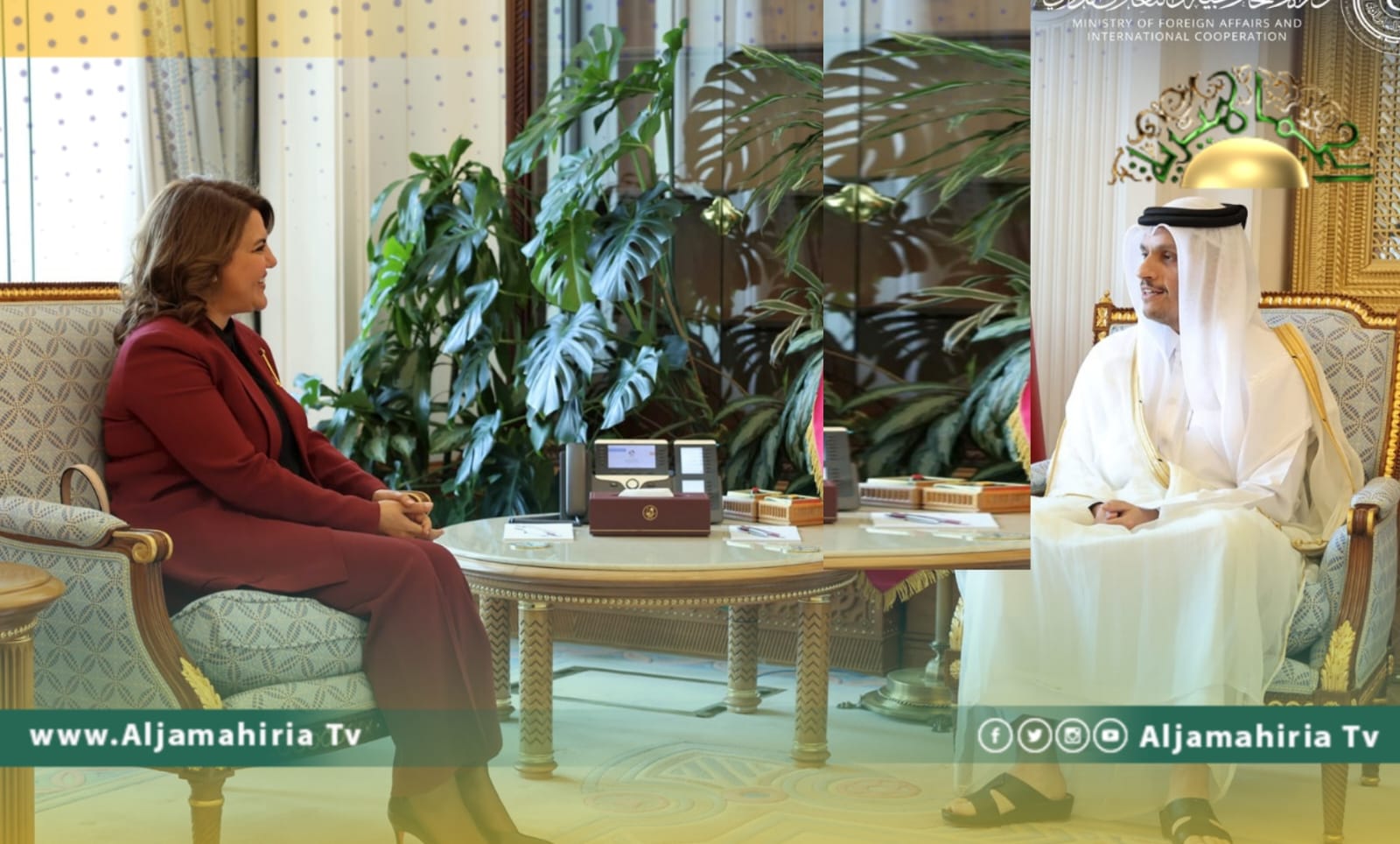 المنقوش مع وزير الخارجية القطري