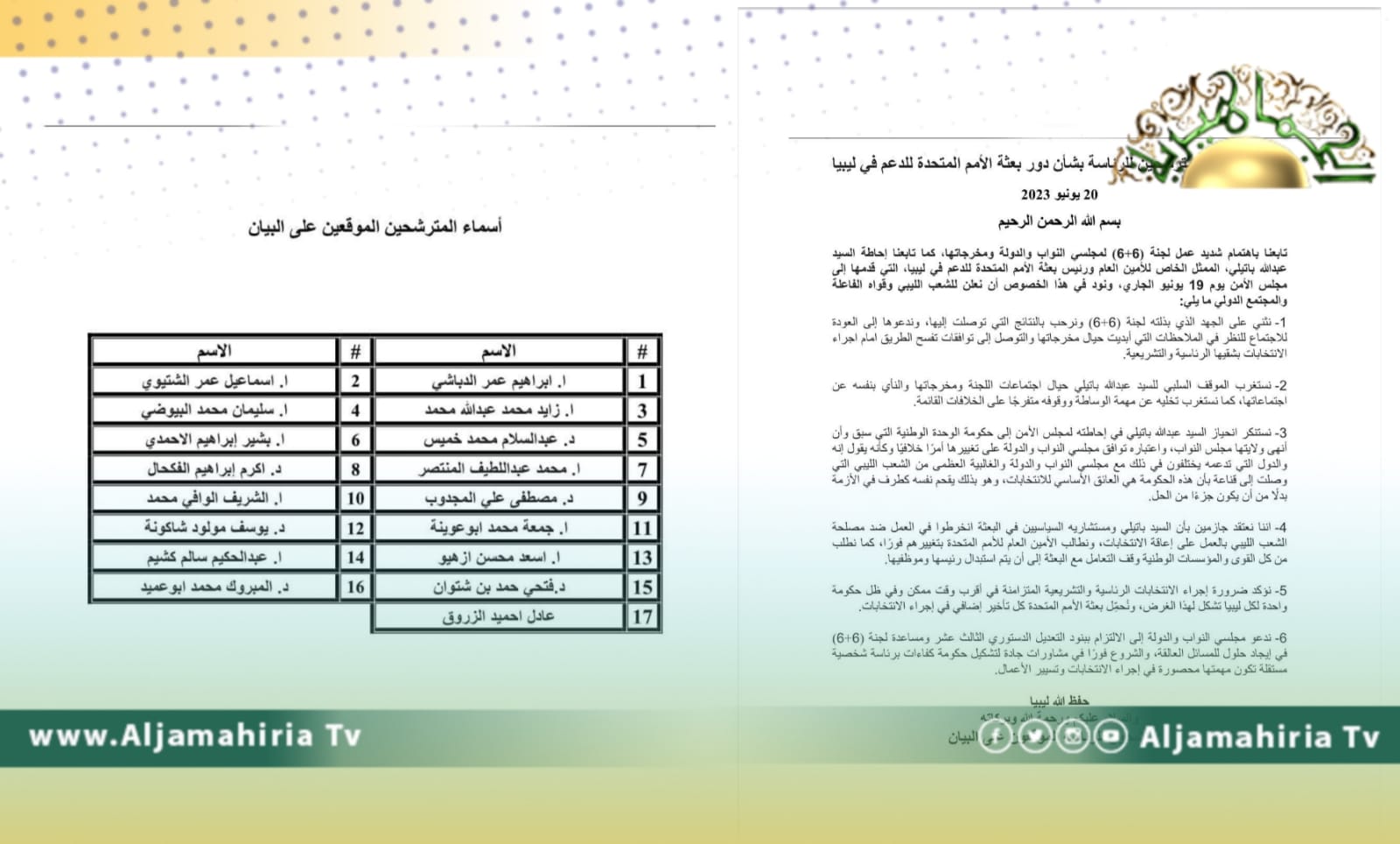 مترشحون للرئاسة يصدرون بيانًا بخصوص عمل البعثة الأممية في ليبيا ويطالبون غوتيريش بتغيير باتيلي