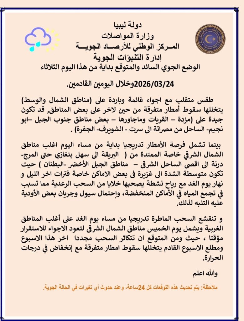 الأرصاد: أمطار غزيرة ورعدية على مناطق الشمال الشرقي وتحذير من سيول محتملة